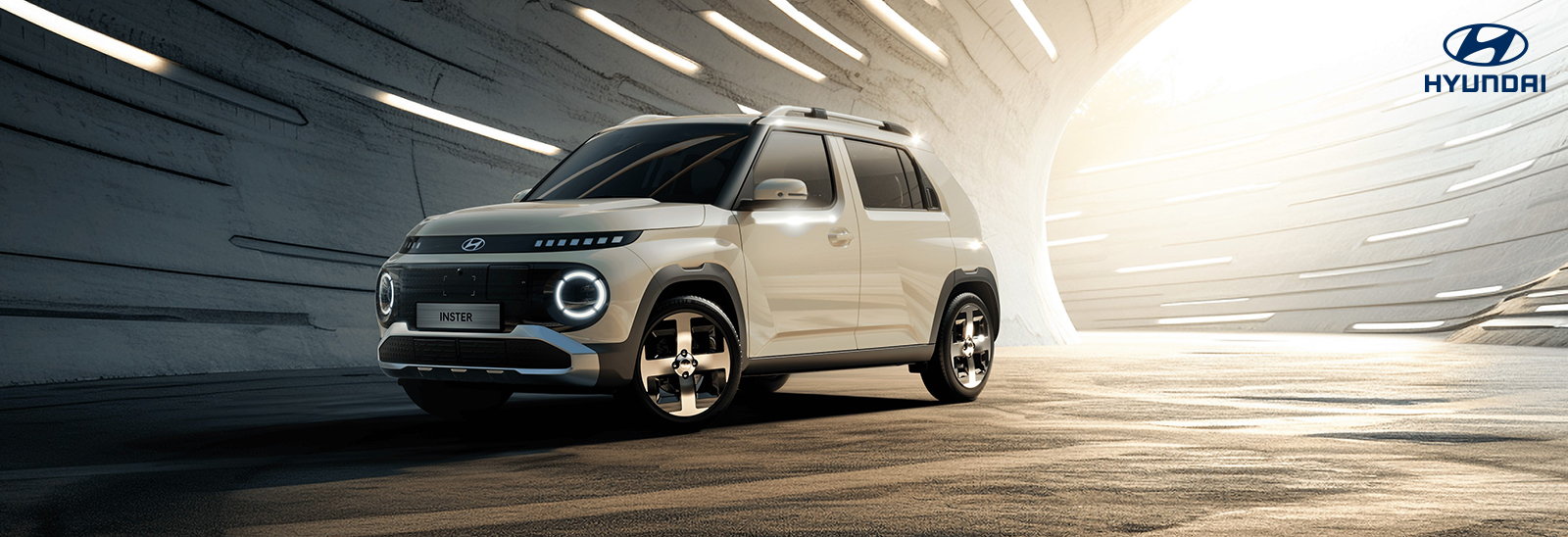 Hyundai INSTER 100% eléctrico con diseño SUV compacto y luces tipo pixel características